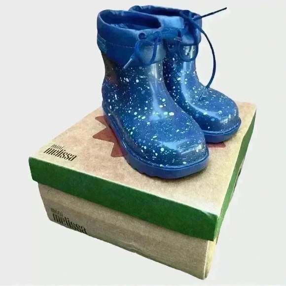 NIB MINI MELISSA Rain/Snow Boots II Blue - Size 10 - Picture 2 of 11